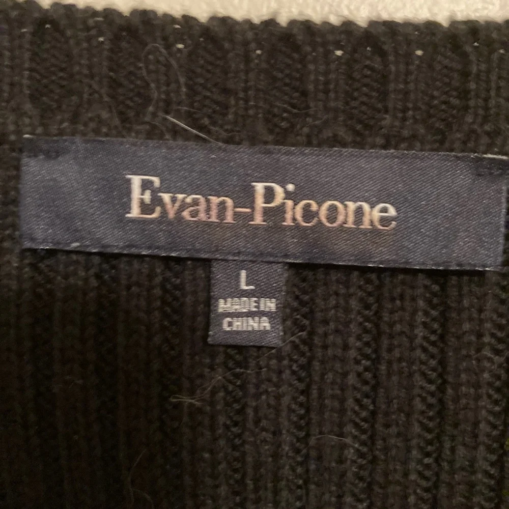 Evan Picone Faux Fur Zip Front Sweater Back Knit Vest Black Luxe Layering EUC L - Picture 6 of 6